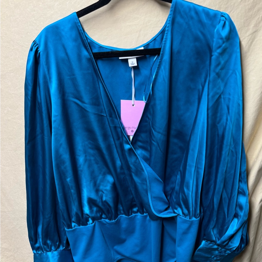 Turquoise long sleeve body suit Sergio Hudson x Target Size 1x NWT